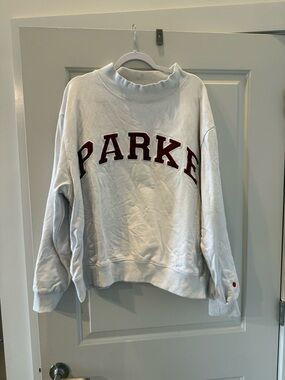 White PARKE Lettered Crewneck Sweatshirt